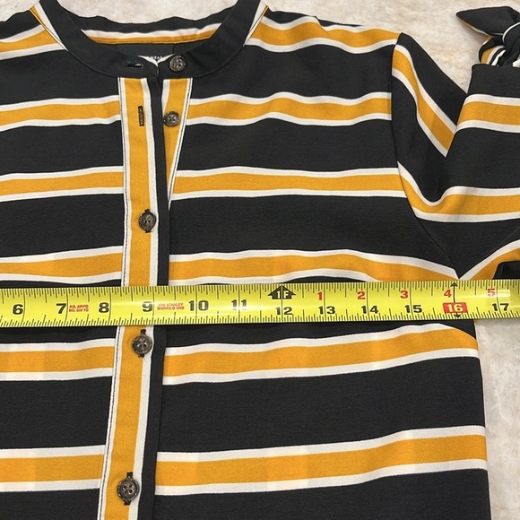 NEW Who What Wear Midi Shirt Dress XS | Marigold Stripe | Tie Waist - Picture 6 of 10